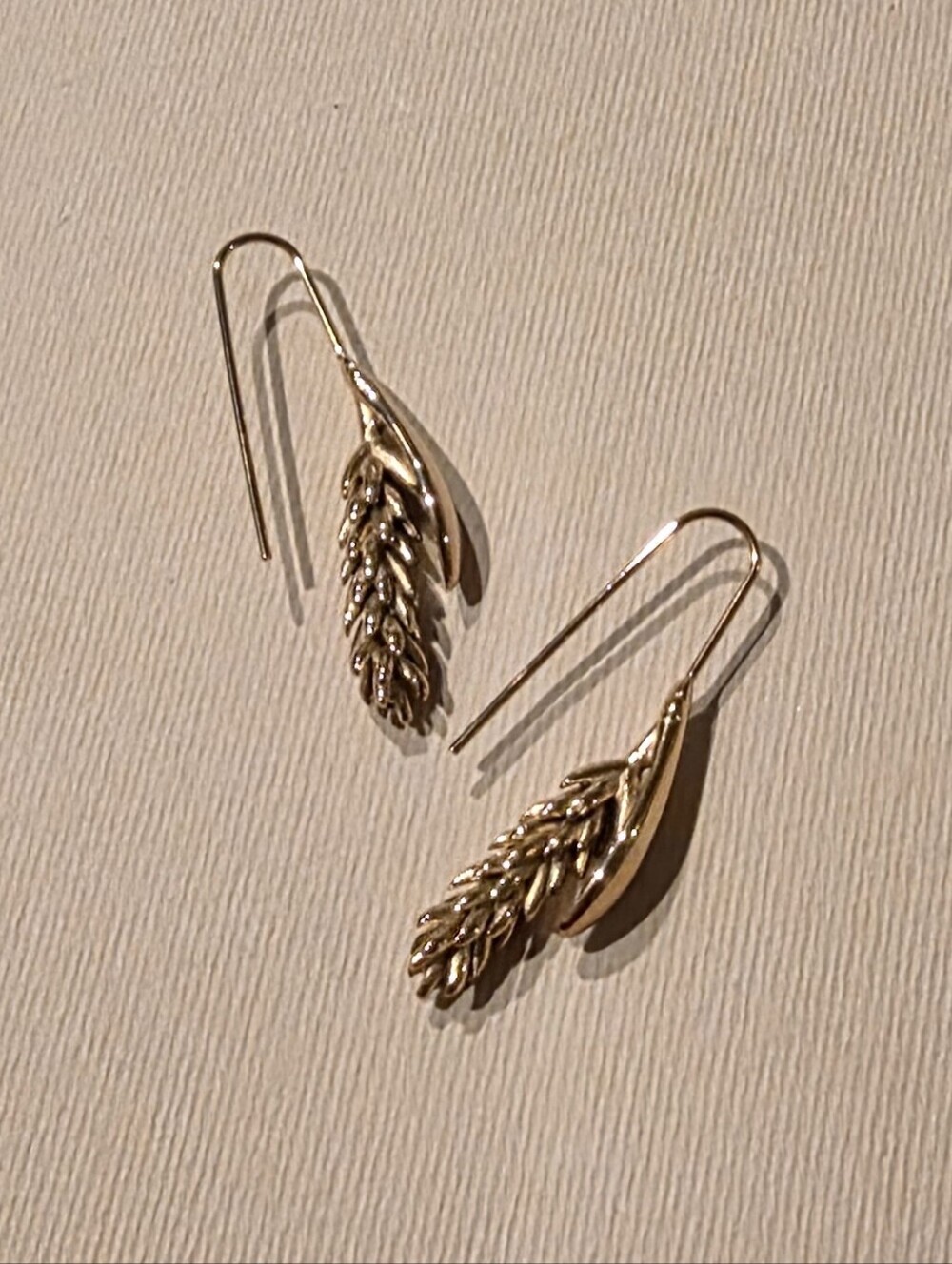 New! Wheat Harvest 18k Gold Drop Earrings • Fall Autumn Floral Flower NWOT 2015C